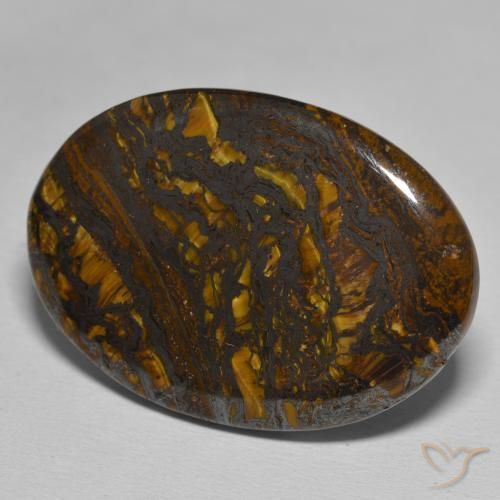 43.85 ct Multicolor Tiger's Eye Matrix Stone, Natural Tiger's Eye Matrix in Oval Cabochon Shape for Sale