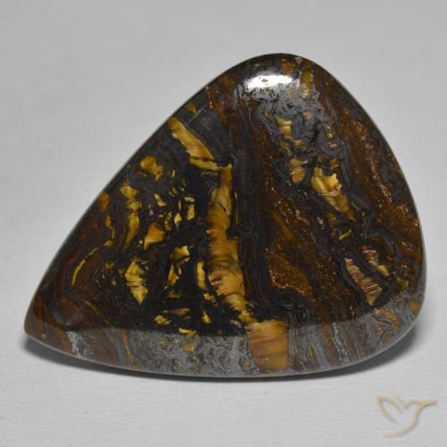 48.89ct Natural Multicolor Tiger's Eye Matrix, Pear Shape, Opaque