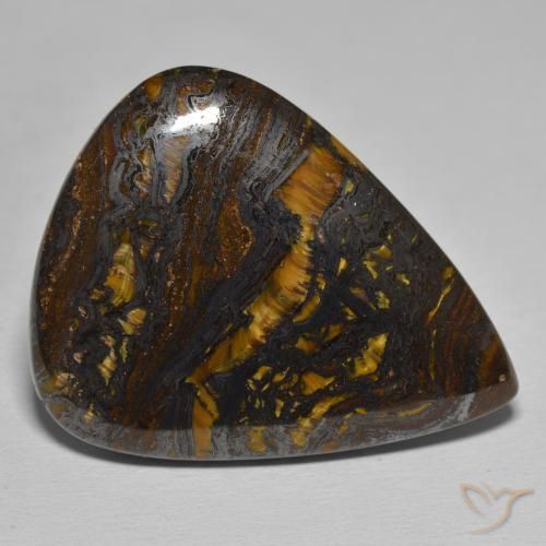 48.89 ct Multicolor Tiger's Eye Matrix Stone, Natural Tiger's Eye Matrix in Pear Cabochon Shape for Sale