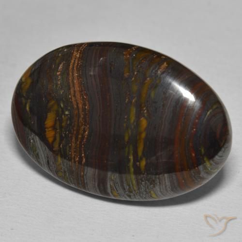 35.34 ct Multicolor Tiger's Eye Matrix Stone, Natural Tiger's Eye Matrix in Oval Cabochon Shape for Sale