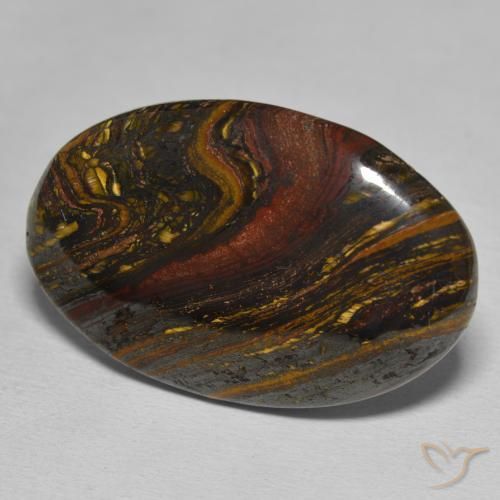 39.36 ct Multicolor Tiger's Eye Matrix Stone, Natural Tiger's Eye Matrix in Oval Cabochon Shape for Sale