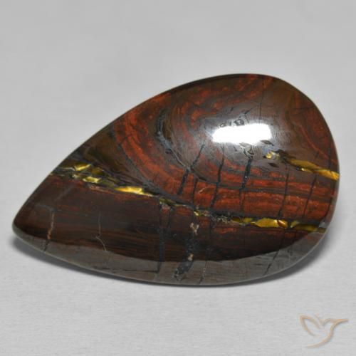 33.4 ct Pear Tiger's Eye Matrix, 33.9 x 21 mm From Mexico, Photo A