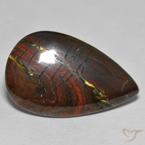 33.40 ct Multicolor Tiger's Eye Matrix Stone, Natural Tiger's Eye Matrix in Pear Cabochon Shape for Sale