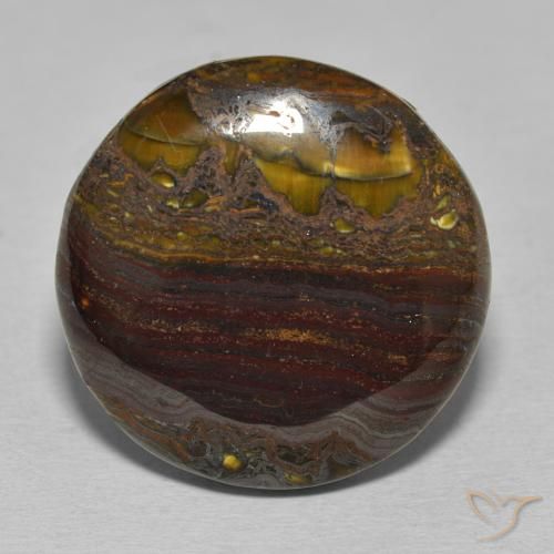 34.30ct Natural Multicolor Tiger's Eye Matrix, Round, Opaque
