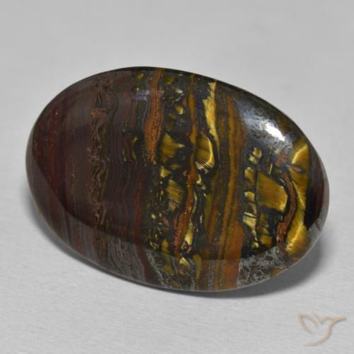 28.54 ct Multicolor Tiger's Eye Matrix Stone, Natural Tiger's Eye Matrix in Oval Cabochon Shape for Sale