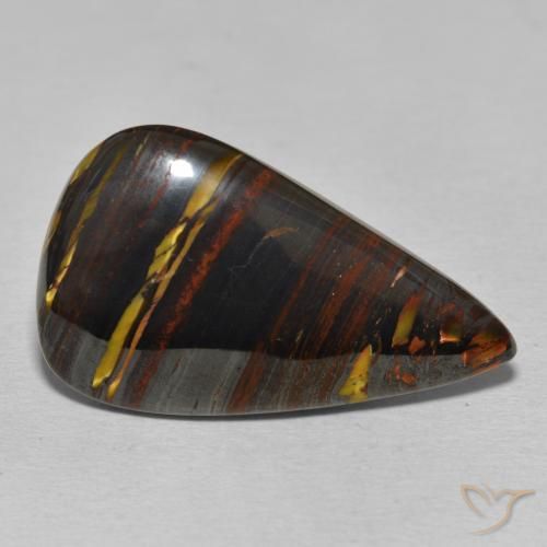 25.45 ct Multicolor Tiger's Eye Matrix Stone, Natural Tiger's Eye Matrix in Pear Cabochon Shape for Sale