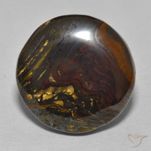 33.67ct Natural Multicolor Tiger's Eye Matrix, Round, Opaque