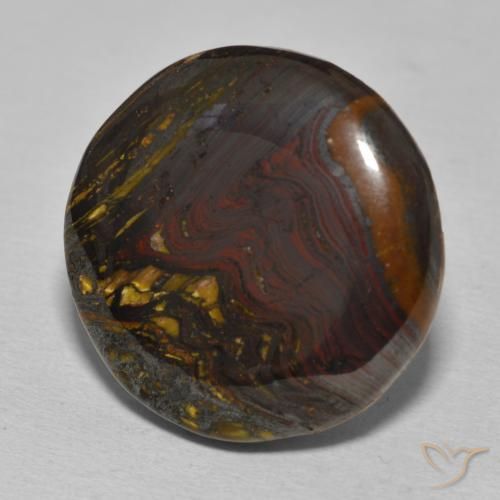 33.67 ct Multicolor Tiger's Eye Matrix Stone, Natural Tiger's Eye Matrix in Round Cabochon Shape for Sale