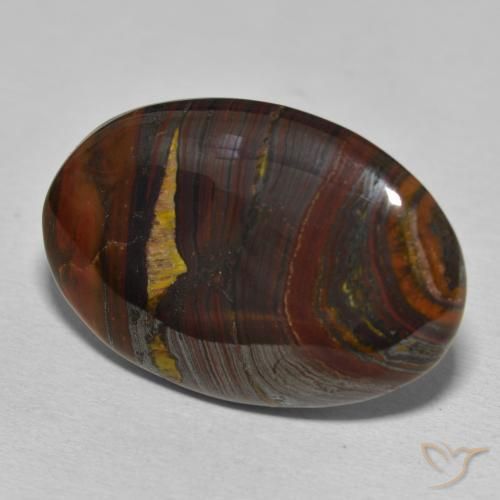34.77 ct Multicolor Tiger's Eye Matrix Stone, Natural Tiger's Eye Matrix in Oval Cabochon Shape for Sale