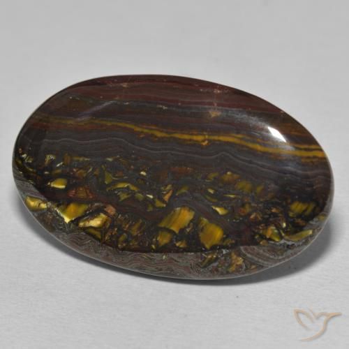 46.05 ct Multicolor Tiger's Eye Matrix Stone, Natural Tiger's Eye Matrix in Oval Cabochon Shape for Sale