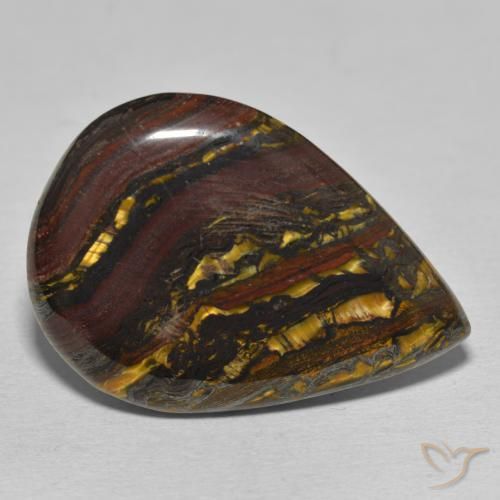 39.37 ct Multicolor Tiger's Eye Matrix Stone, Natural Tiger's Eye Matrix in Pear Cabochon Shape for Sale