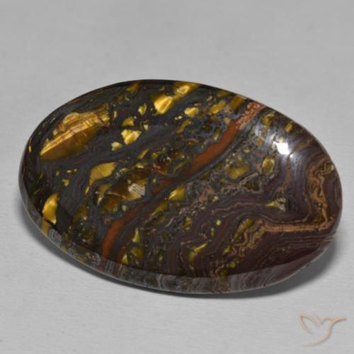 48.07 ct Multicolor Tiger's Eye Matrix Stone, Natural Tiger's Eye Matrix in Oval Cabochon Shape for Sale