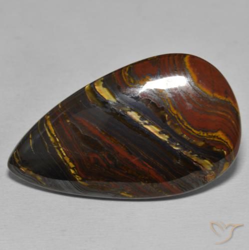43.87ct Natural Multicolor Tiger's Eye Matrix, Pear Shape, Opaque