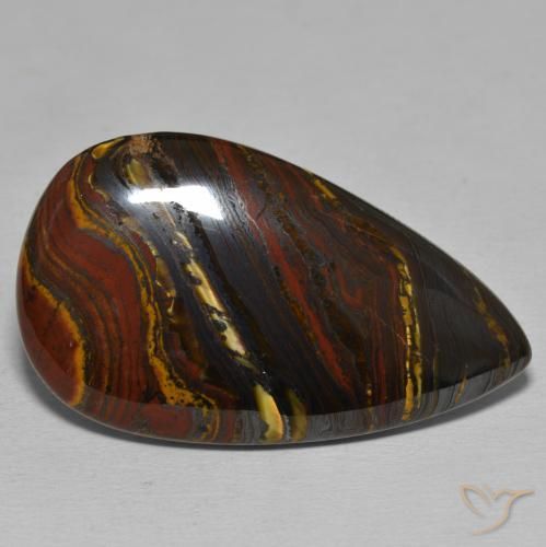 43.87 ct Multicolor Tiger's Eye Matrix Stone, Natural Tiger's Eye Matrix in Pear Cabochon Shape for Sale