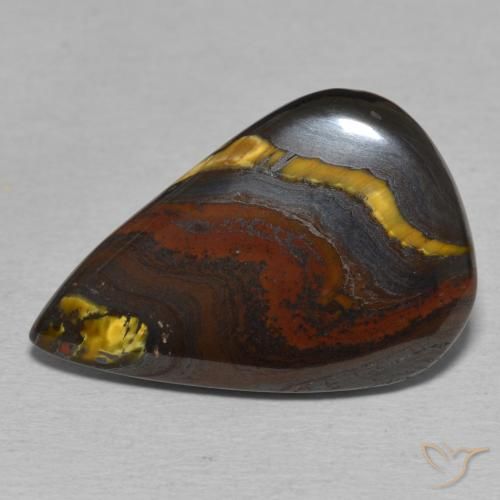 Matrice occhio di tigre a pera da 13,22 ct, 23,1 x 15,3 mm dal Messico, Photo A
