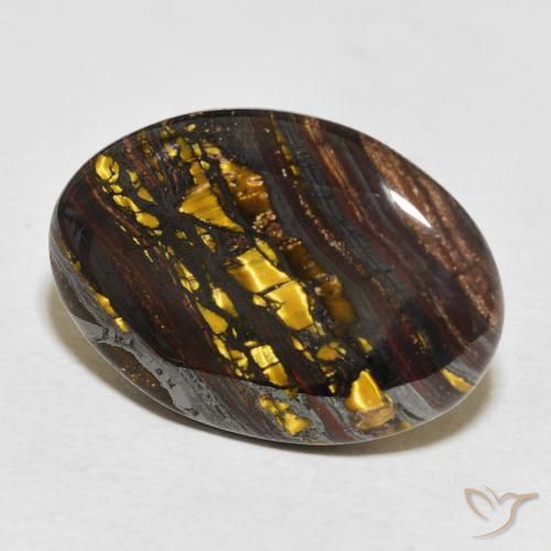 21.43 ct Multicolor Tiger's Eye Matrix Stone, Natural Tiger's Eye Matrix in Oval Cabochon Shape for Sale