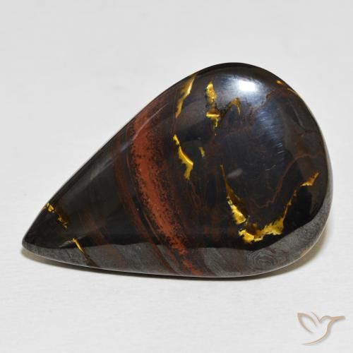 56.25ct Natural Multicolor Tiger's Eye Matrix, Pear Shape, Opaque