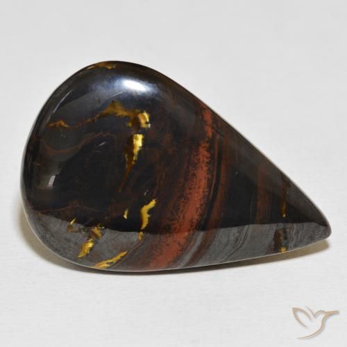 56.25 ct Multicolor Tiger's Eye Matrix Stone, Natural Tiger's Eye Matrix in Pear Cabochon Shape for Sale