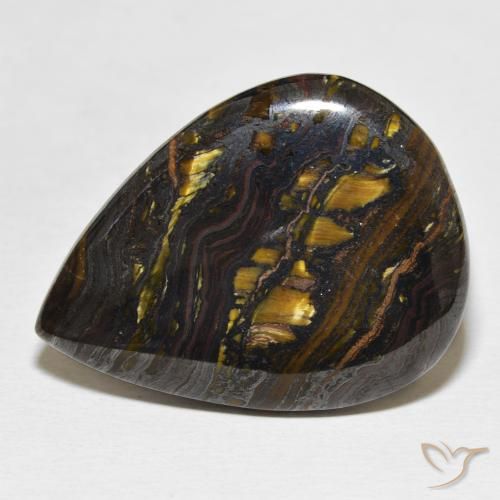 34.99ct Natural Multicolor Tiger's Eye Matrix, Pear Shape, Opaque