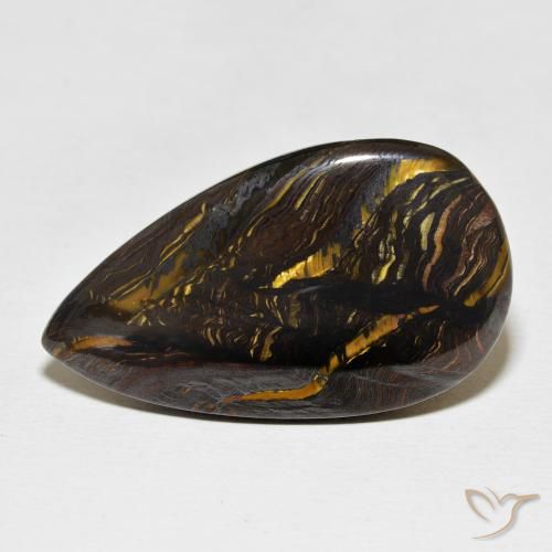 28.37ct Natural Multicolor Tiger's Eye Matrix, Pear Shape, Opaque
