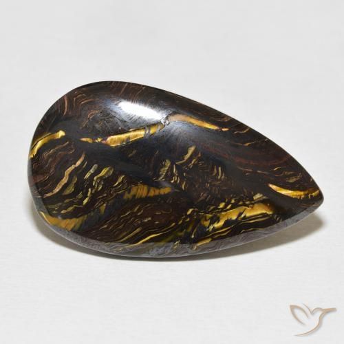 28.37 ct Multicolor Tiger's Eye Matrix Stone, Natural Tiger's Eye Matrix in Pear Cabochon Shape for Sale