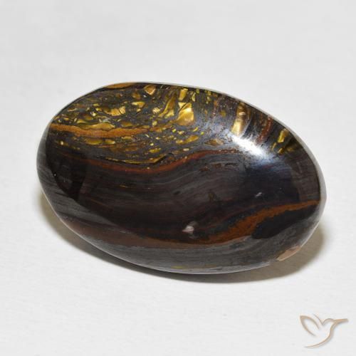 36.70 ct Multicolor Tiger's Eye Matrix Stone, Natural Tiger's Eye Matrix in Oval Cabochon Shape for Sale