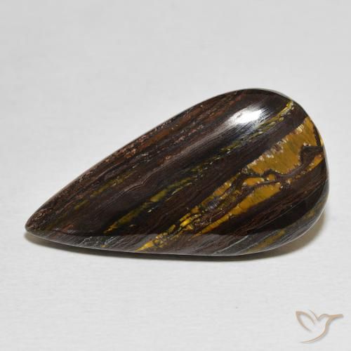 21.27ct Natural Multicolor Tiger's Eye Matrix, Pear Shape, Opaque
