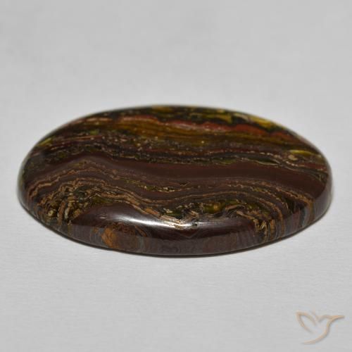 Tiger's Eye Matrix Gemstone in 31.8 x 20.8 mm Size for Sale, Tiger's Eye Matrix Stone in Medium Dark-Brown Color