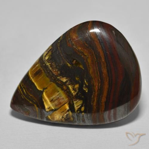 40.12ct Natural Medium Dark-Brown Tiger's Eye Matrix, Pear Shape, Opaque