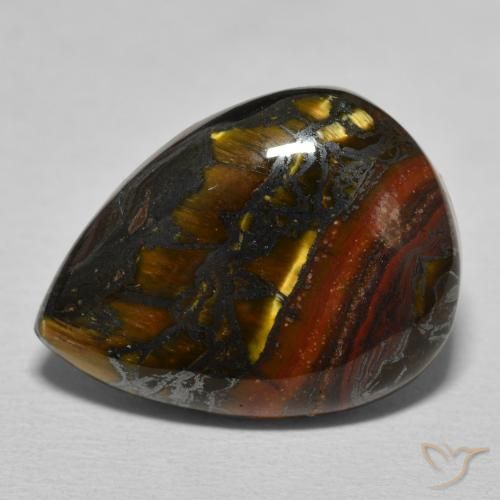 13.12ct Natural Multicolor Brown Tiger's Eye Matrix, Pear Shape, Opaque