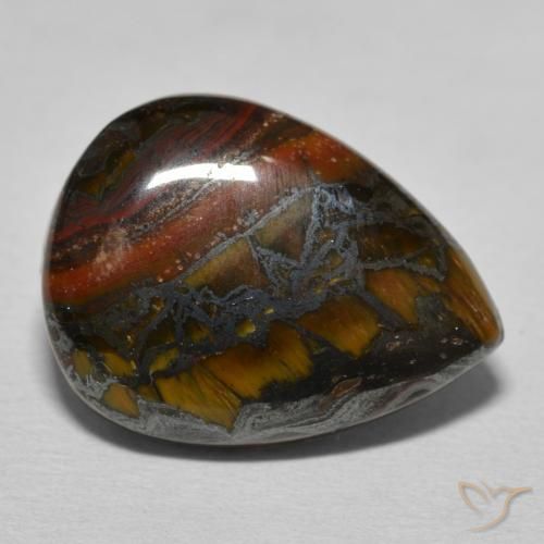 13.12 ct Brown Tiger's Eye Matrix Stone, Natural Tiger's Eye Matrix in Pear Cabochon Shape for Sale