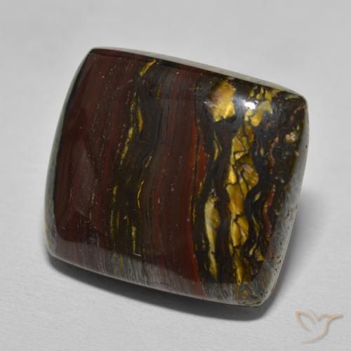 27.07 ct Brown Tiger's Eye Matrix Stone, Natural Tiger's Eye Matrix in Cushion Cabochon Shape for Sale