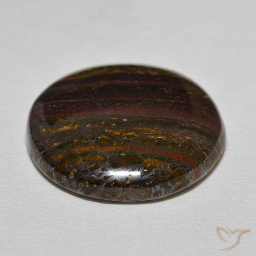 Tiger's Eye Matrix Gemstone in 23 mm Size for Sale, Tiger's Eye Matrix Stone in Hickory Brown Color