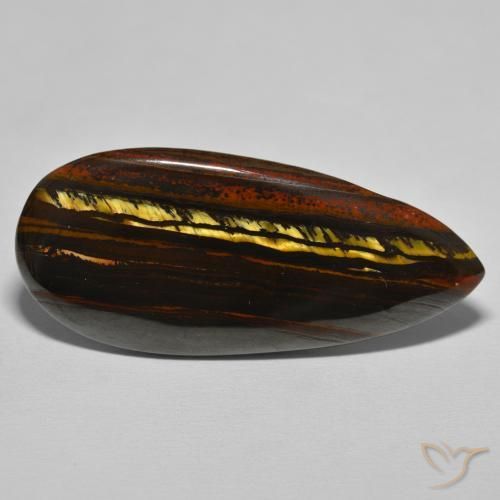 46.64ct Natural Warm Brown Tiger's Eye Matrix, Pear Shape, Opaque
