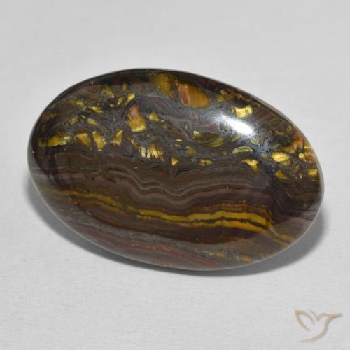 28.89 ct Multicolor Tiger's Eye Matrix Stone, Natural Tiger's Eye Matrix in Oval Cabochon Shape for Sale