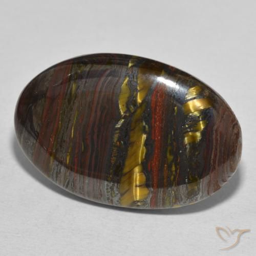28.81 ct Multicolor Tiger's Eye Matrix Stone, Natural Tiger's Eye Matrix in Oval Cabochon Shape for Sale