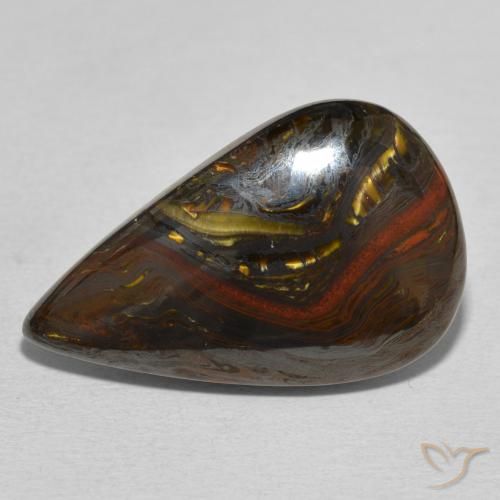 24.76ct Natural Multicolor Tiger's Eye Matrix, Pear Shape, Opaque