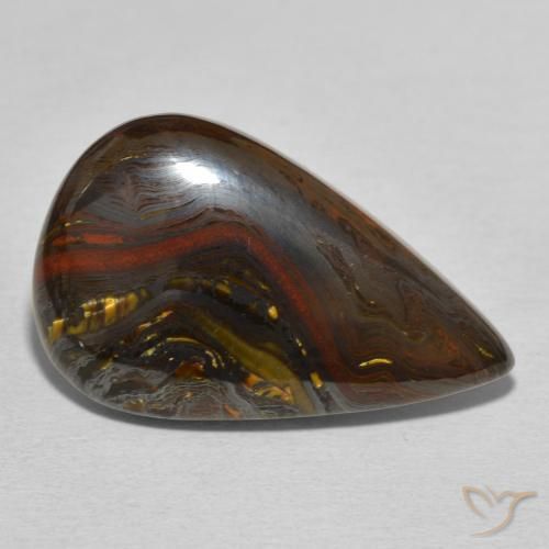 24.76 ct Multicolor Tiger's Eye Matrix Stone, Natural Tiger's Eye Matrix in Pear Cabochon Shape for Sale