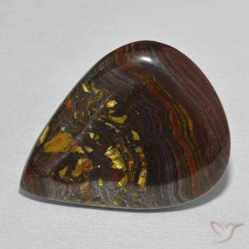 27.44ct Natural Multicolor Tiger's Eye Matrix, Pear Shape, Opaque