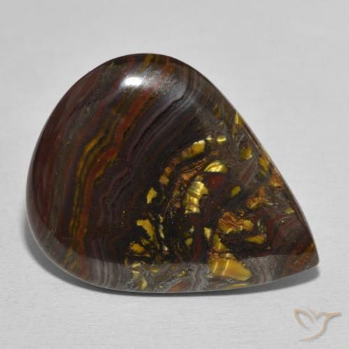 27.44 ct Multicolor Tiger's Eye Matrix Stone, Natural Tiger's Eye Matrix in Pear Cabochon Shape for Sale