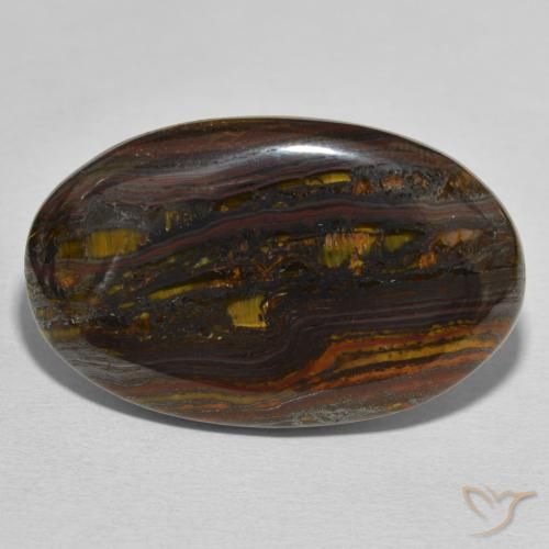 46.95ct Natural Multicolor Tiger's Eye Matrix, Oval, Opaque