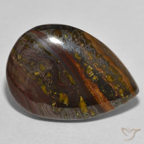 33.30 ct Multicolor Tiger's Eye Matrix Stone, Natural Tiger's Eye Matrix in Pear Cabochon Shape for Sale