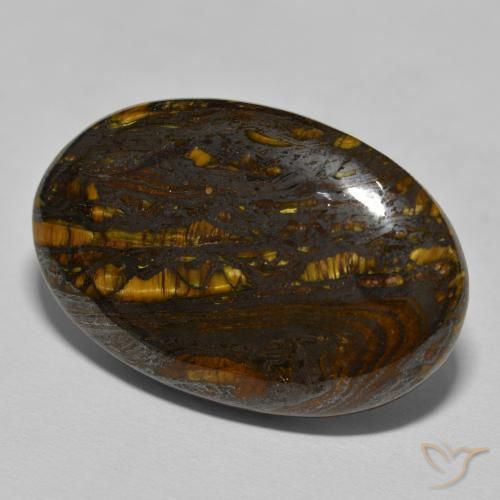 55.99 ct Brown Tiger's Eye Matrix Stone, Natural Tiger's Eye Matrix in Oval Cabochon Shape for Sale