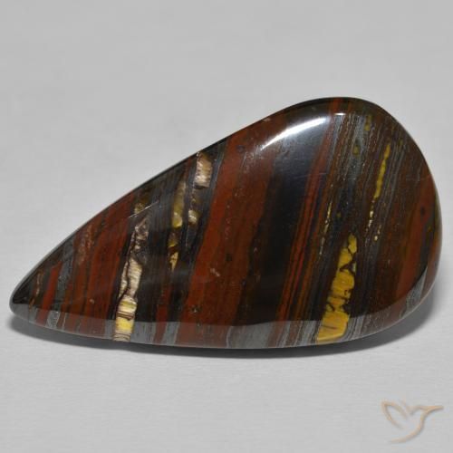 39.26ct Natural Medium Dark-Brown Tiger's Eye Matrix, Pear Shape, Opaque