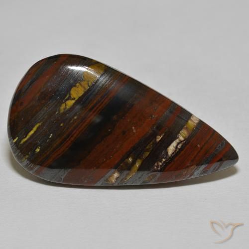39.26 ct Brown Tiger's Eye Matrix Stone, Natural Tiger's Eye Matrix in Pear Cabochon Shape for Sale