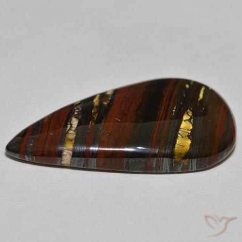 Tiger's Eye Matrix Gemstone in 37 x 20.5 mm Size for Sale, Tiger's Eye Matrix Stone in Medium Dark-Brown Color