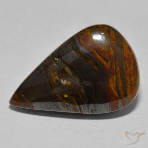 27.95ct Natural Medium Dark-Brown Tiger's Eye Matrix, Pear Shape, Opaque