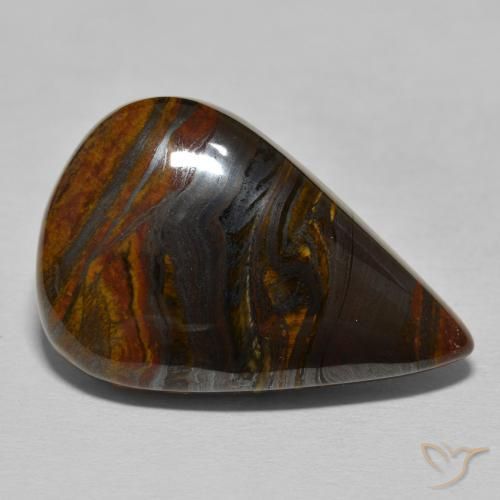 27.95 ct Brown Tiger's Eye Matrix Stone, Natural Tiger's Eye Matrix in Pear Cabochon Shape for Sale