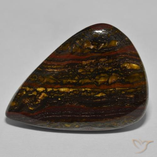 52.44ct Natural Hickory Brown Tiger's Eye Matrix, Pear Shape, Opaque