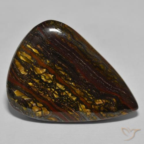 52.44 ct Brown Tiger's Eye Matrix Stone, Natural Tiger's Eye Matrix in Pear Cabochon Shape for Sale